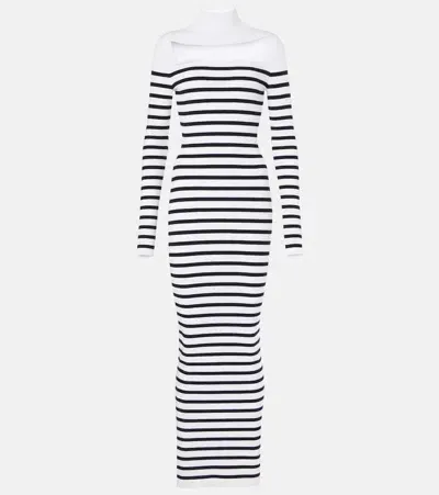 Jean Paul Gaultier Striped Maxi Dress In White