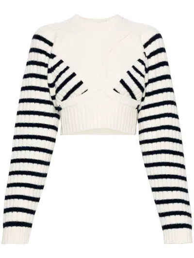 Jean Paul Gaultier Striped Twisted Jumper In White