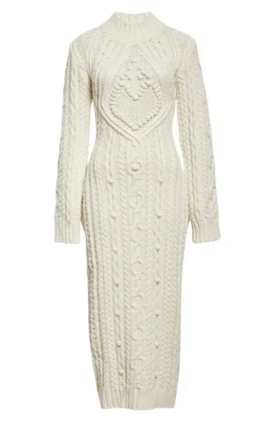 Jean Paul Gaultier Off-white Cable Knit Maxi Dress In 64-cream