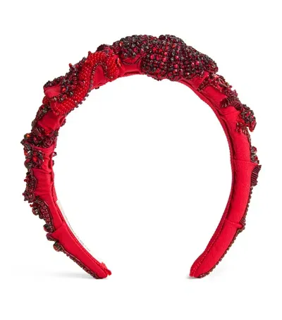 Jennifer Behr Beaded Scarlet Headband In Red