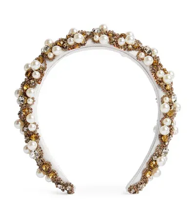 Jennifer Behr Embellished Ayden Headband In White