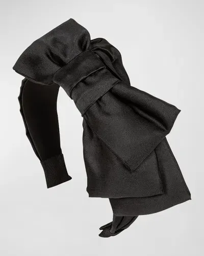 Jennifer Behr Karmen Bow Silk Headband In Black