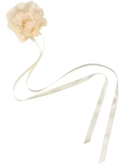 Jennifer Behr Liana Floral-appliquéd Ribbon Tie In Neutrals