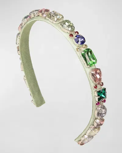 Jennifer Behr Lucia Crystal-embellished Headband In Green