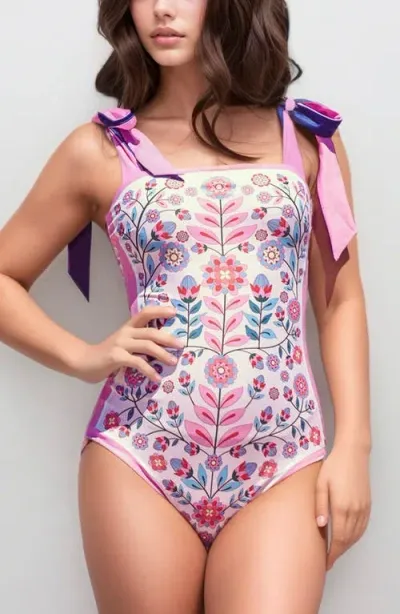 Jessie Zhao New York Women's Pink / Purple Pink Blossom Reversible One-piece Swimsuit In Pink/purple