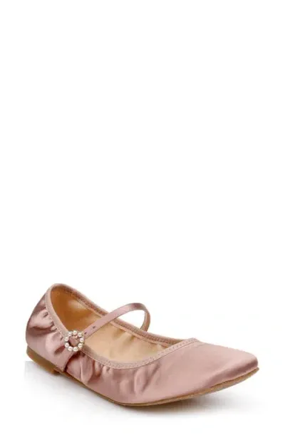 Jewel Badgley Mischka Kaya Mary Jane Flat In Blush Satin