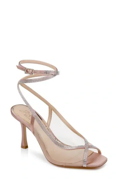 Jewel Badgley Mischka Tamera Ankle Strap Sandal In Blush Mesh