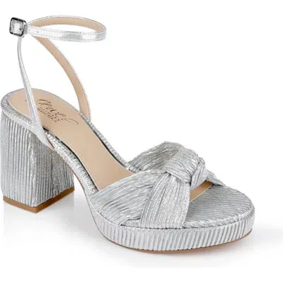 Jewel Badgley Mischka Tyler Ankle Strap Platform Sandal In Silver/fabric