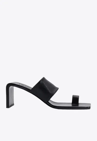 Jil Sander 50 Ring-toe Sandals In Grained Leather In Black