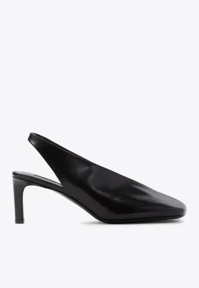 Jil Sander 70 Leather Slingback Pumps In Black