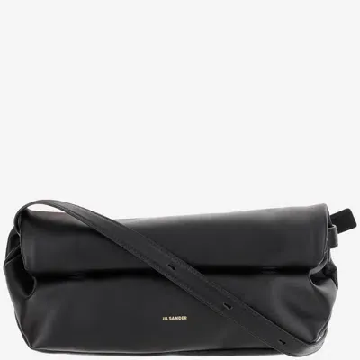 Jil Sander Small Cannolo Lizard Printed Leather Bag In Black