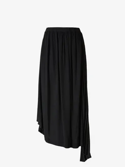 Jil Sander Asymmetric Pleated Crêpe Skirt In Blue