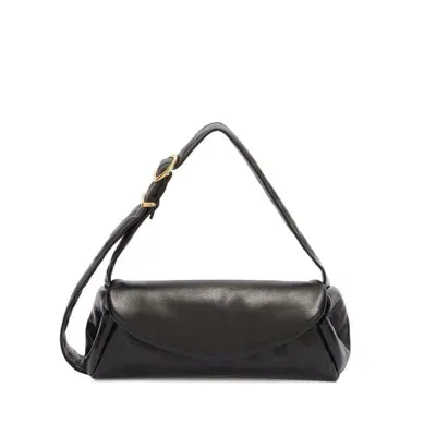 Jil Sander Large Cannolo Padded Shoulder Bag In Black