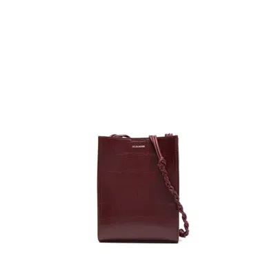 Jil Sander Croc-embossed Leather Shoulder Bag In Red