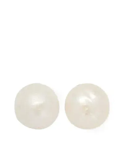 Jil Sander Ball-stud Pearl Earrings In Silver