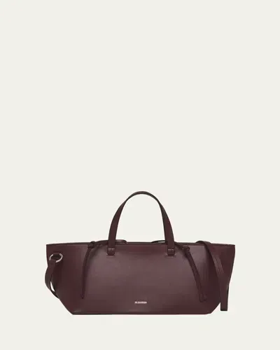 Jil Sander Classic Logo Detailed Tote Bag In Plum