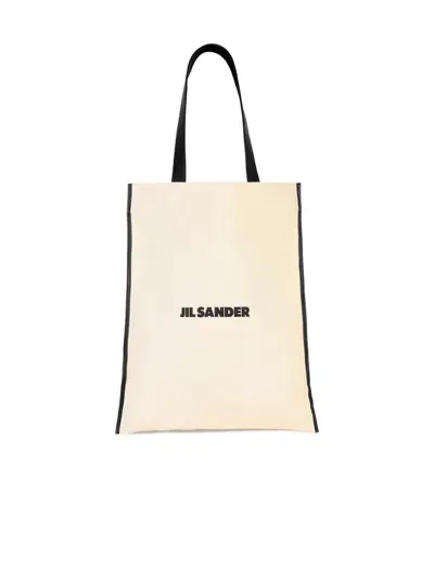 Jil Sander Beige Canvas Shopping Bag In Neutrals