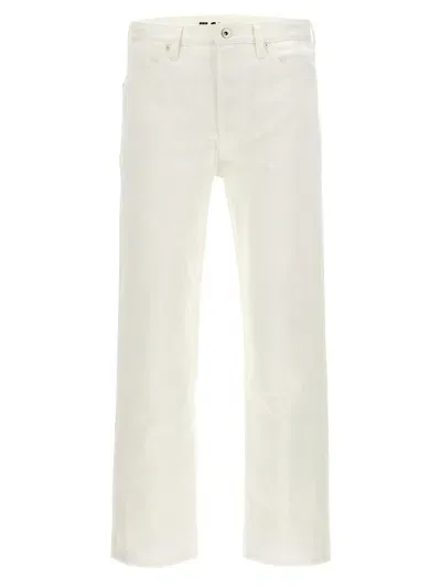 Jil Sander Button Detailed Straight Leg Jeans In White