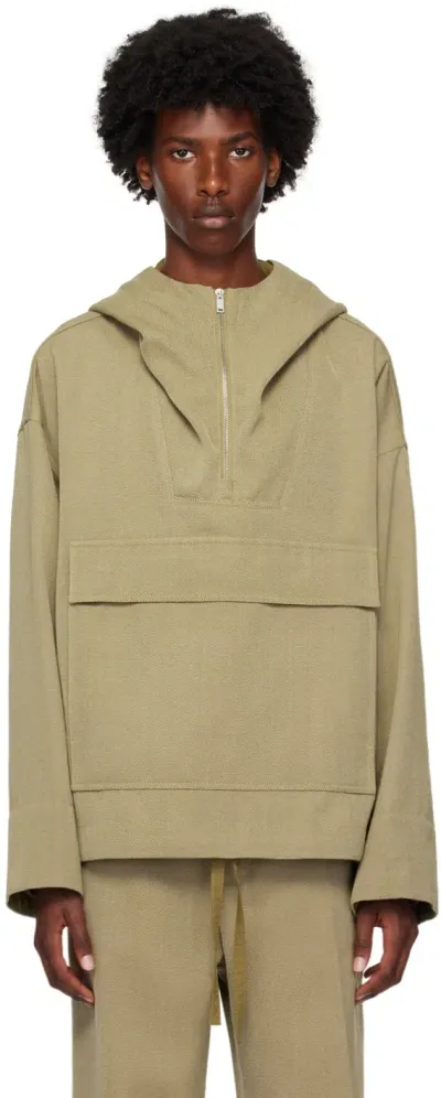 Jil Sander Beige Half-zip Hooded Jacket In 921 *