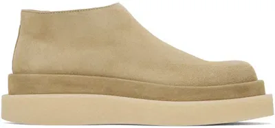 Jil Sander Beige Thick Suede Loafers In 236 Dark Sand