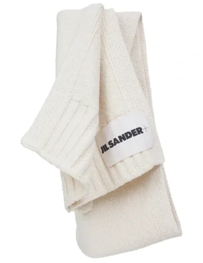 Jil Sander Beige Wool And Silk Scarf