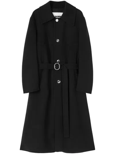 Jil Sander Belted Coat In Black