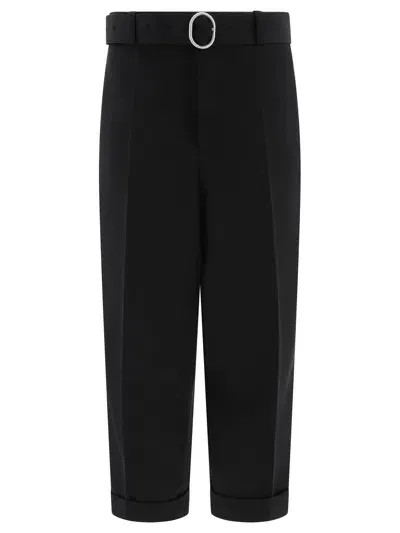 Jil Sander Belted Trousers In Black