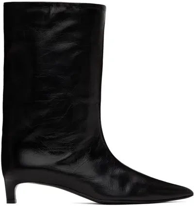 Jil Sander Black Calf Leather Boots In 001 Black