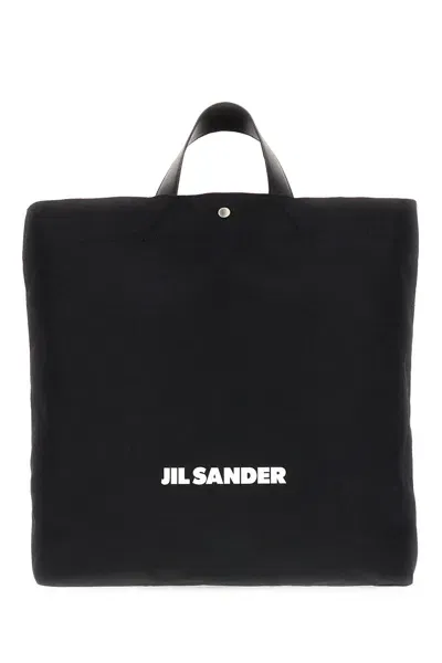 Jil Sander Black Canvas Shopping Bag In 001