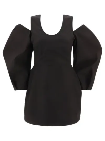 Jil Sander Cut-out Cotton Top In Black