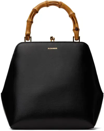 Jil Sander Black Goji Bamboo Square Bag In 001 Black + Black +