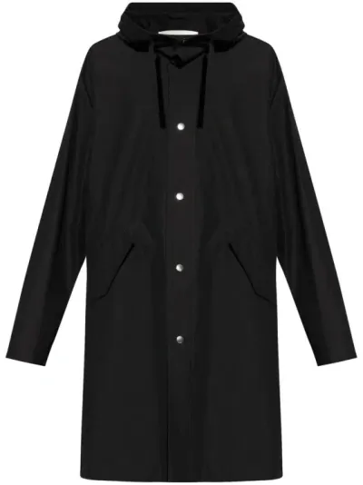 Jil Sander Logo Parka Coat In Black