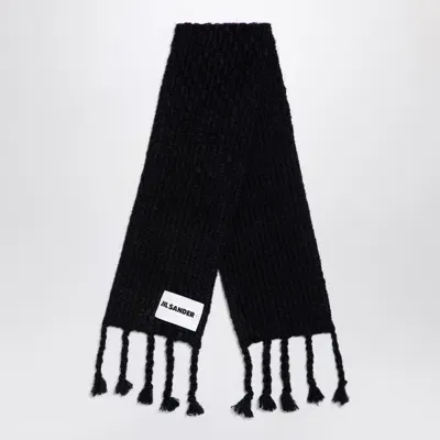 Jil Sander Black Mohair Blend Scarf