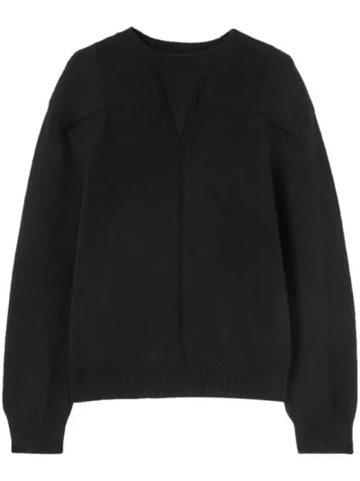 Jil Sander Round-neck Wool-blend Jumper In Black