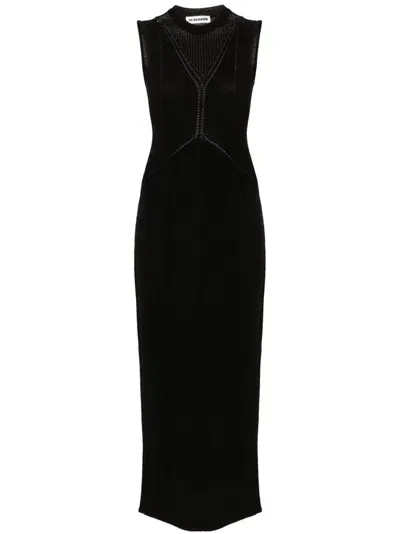 Jil Sander Crew-neck Knitted Maxi Dress In Black