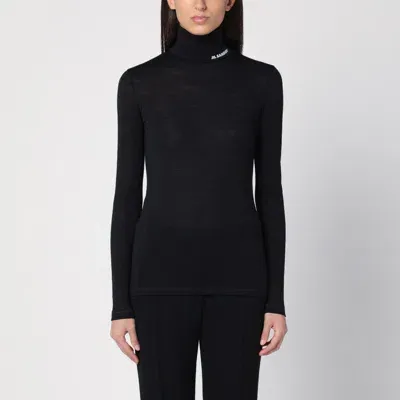 Jil Sander Black Wool-blend Turtleneck Sweater Women