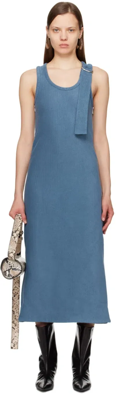 Jil Sander Blue Zip Maxi Dress In 041 French Blue