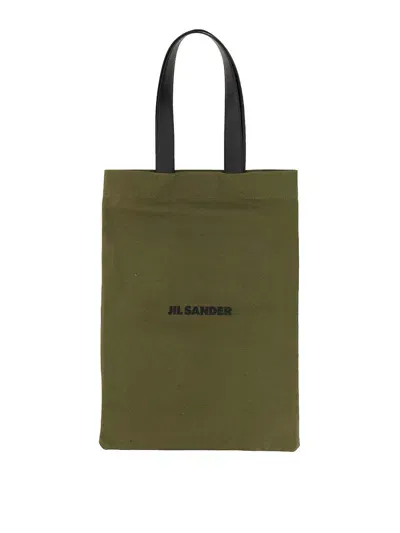 Jil Sander Tote Bag With Logo In Military Green