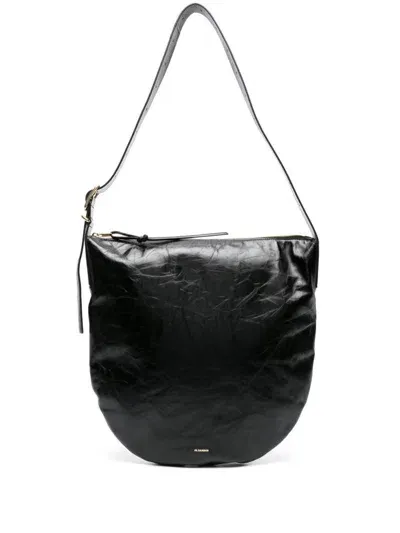 Jil Sander Borsa Moon Media In Pelle Di Vitello Con Logo Frontale In Nero