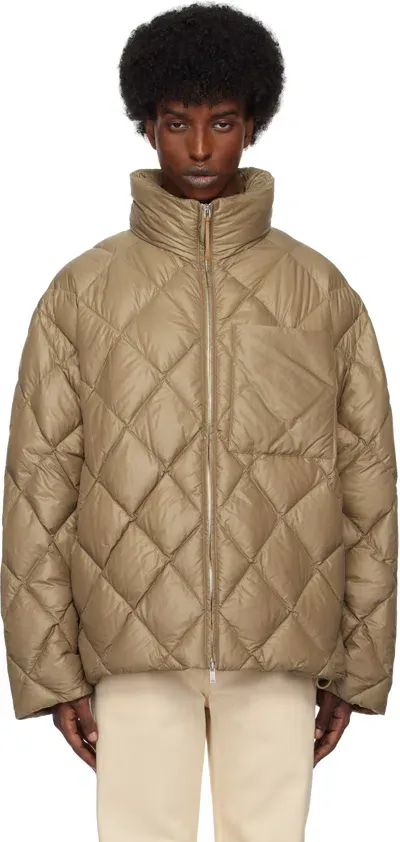 Jil Sander Brown Quilted Down Jacket In 218 Beaver