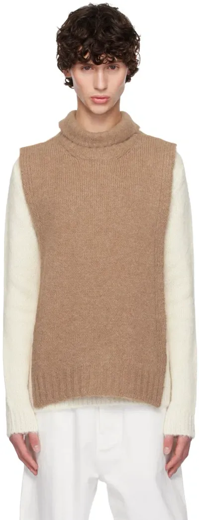 Jil Sander Brown Vented Vest In 216 Meadow