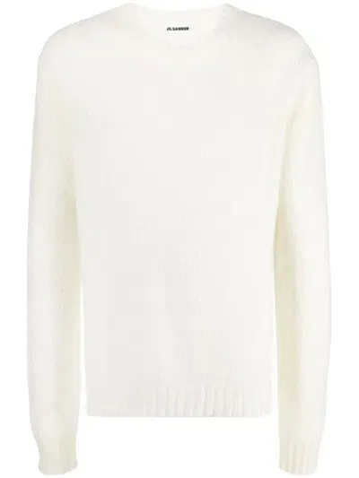 Jil Sander Logo-embroidered Knitted Jumper In Nude