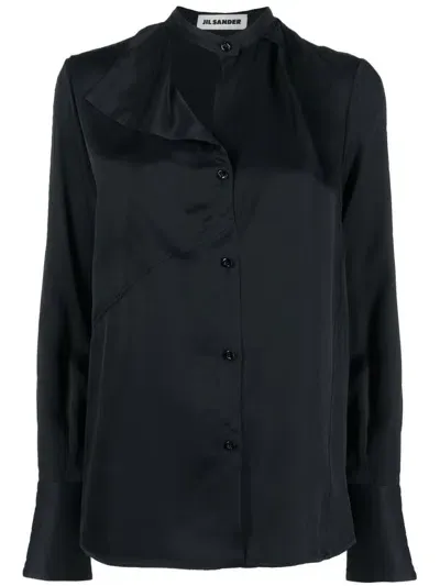 Jil Sander Button-front Satin Shirt In Blau