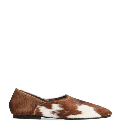 Jil Sander Calf Hair Ballet Flats In White