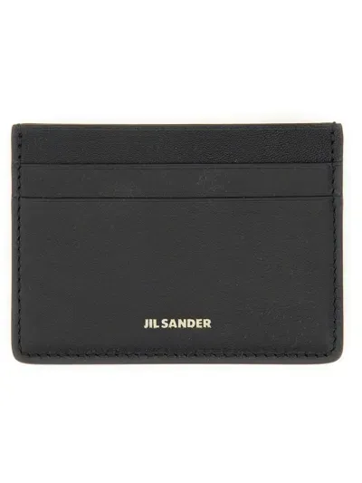 Jil Sander Logo Leather Card Holder In Black