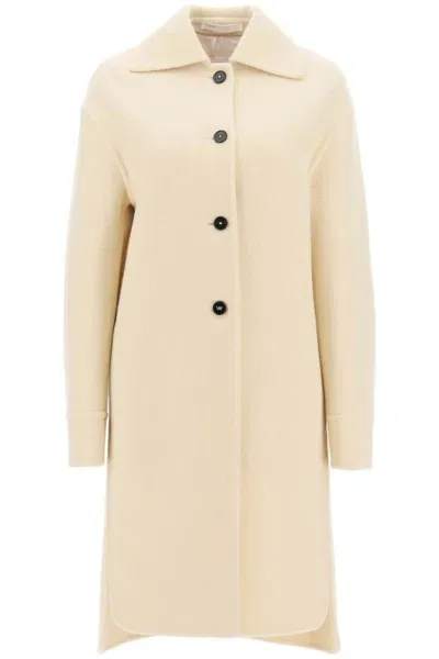 Jil Sander Deconstructed Coat In Virgin Wool In Neutrals