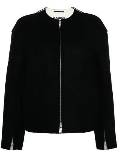 Jil Sander Wool Zip Jacket In Blue