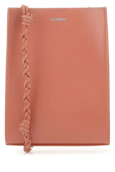 Jil Sander Pink Leather Small Tangle Shoulder Bag In Coral