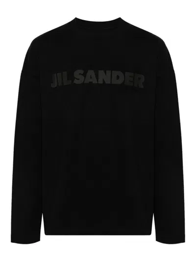 Jil Sander Cotton T-shirt With Logo Print In Black