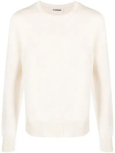 Jil Sander Crew-neck Knitted Jumper In Neutrals